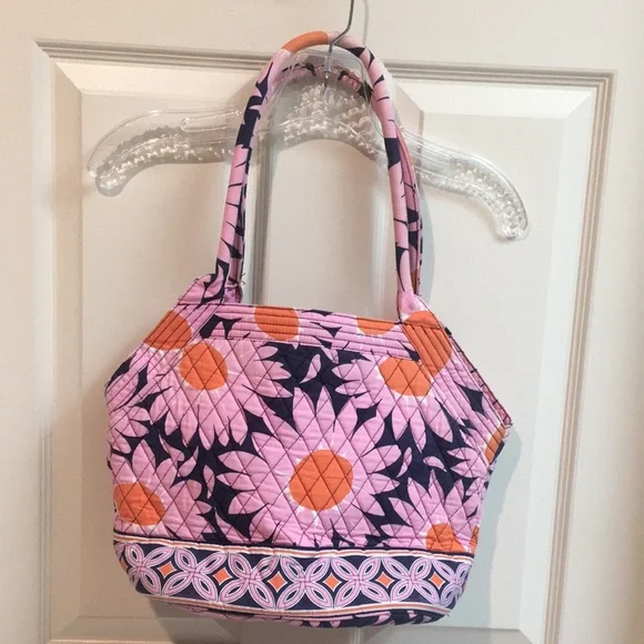 Vera Bradley Pink and Orange & Navy Shoulder Bag with Floral Design - Picture 2 of 10